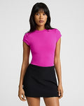 Express Women's Body Contour High Compression Crew Neck Short Sleeve T-Shirt in Neon Berry