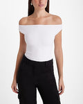 Express Women's Body Contour High Compression Off The Shoulder Bodysuit in White Small