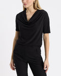Express Women's Cowl Neck Short Sleeve T-Shirt in Black Small