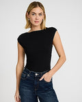 Express Women's Body Contour Stretch Cotton Open Back Bodysuit in Black Small