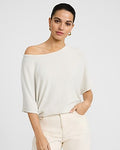 Express Women's Crepe Off The Shoulder Short Sleeve Sweater in Gray Small