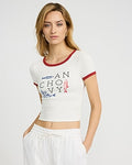 Express Women's Anchovy Graphic Baby T-Shirt in White