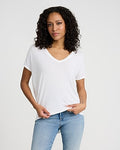 Express Women's Relaxed V-Neck Short Sleeve London T-Shirt in White