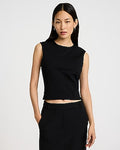 Express Women's Crew Neck Seamed Tank Top in Pitch Black