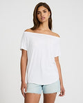 Express Women's Relaxed Off The Shoulder Short Sleeve London T-Shirt in White