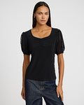 Express Women's Sweetheart Lace Short Sleeve T-Shirt in Pitch Black