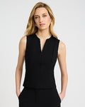 Express Women's Signature Ponte V-Neck Seamed Tank Top in Black Small