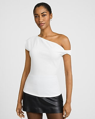 Express Women's Crepe Off The Shoulder Twist Tank Top in Ivory
