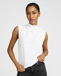 Express Women's Crepe Mock Neck Draped Tank Top in White Small