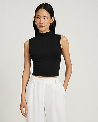 Express Women's Body Contour High Compression Mock Neck Tank Top in Black Small