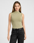 Express Women's Body Contour High Compression Mock Neck Tank Top in Green Small