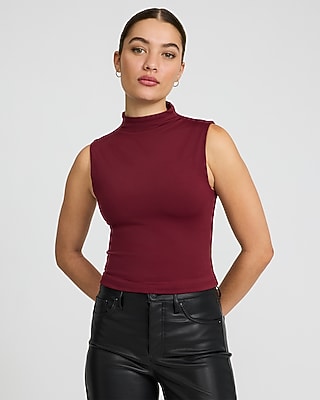 Express Women's Body Contour High Compression Mock Neck Tank Top in Red Small