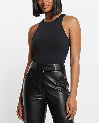 Express Women's Body Contour High Compression High Neck Bodysuit in Pitch Black