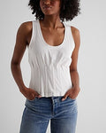 Express Women's Scoop Neck Corset Tank Top in White