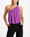 Express Women's Skimming One Shoulder Draped Tank Top in Deep Amethyst