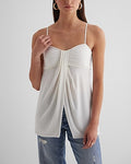 Express Women's Sweetheart Neckline Draped Babydoll Cami in White