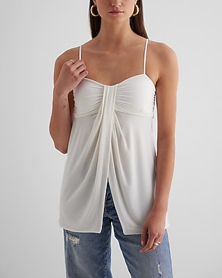 Express Women's Sweetheart Neckline Draped Babydoll Cami in White