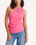 Express Women's Pleated One Shoulder Tank Top in Pink Small