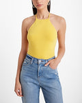 Express Women's Body Contour Compression High Neck Cross Back Cami in Bright Yellow