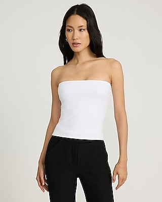 Express Women's Body Contour High Compression Tube Top in White Small
