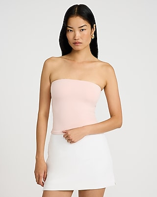 Express Women's Body Contour High Compression Tube Top in Pink Small