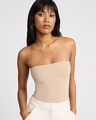 Express Women's Body Contour High Compression Tube Top in Neutral Small