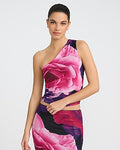 Express Women's Floral Mesh One Shoulder Tank Top in Pink Print