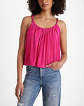 Express Women's Shine Skimming Scoop Neck Twisted Strap Cami in Pink Small