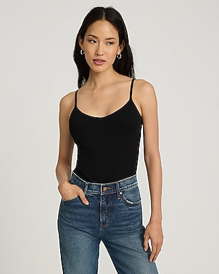 Express Women's Best Loved V-Neck Bra Cami in Black Small