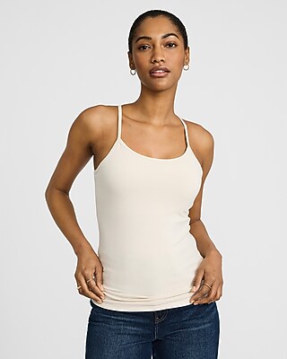 Express Women's Best Loved Racerback Bra Cami in Neutral Small