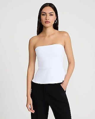 Express Women's Peplum Tube Top in White