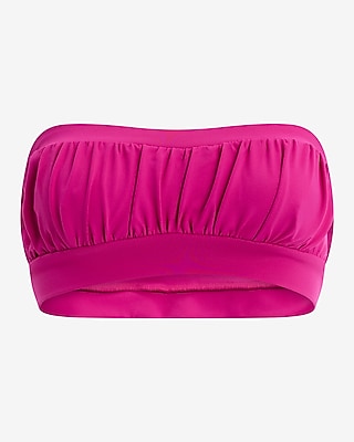 Express Women's Ruched Crop Bandeau Top in Pink Small