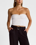 Express Women's Body Contour Seamless Ribbed Twist Crop Tube Top in White Small