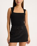 Express Women's Fitted Square Neck Tank Top in Pitch Black