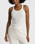 Express Women's Waffle Fitted Scoop Neck Cami in Ivory