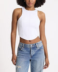 Express Women's Body Contour High Compression High Neck Seamed Tank Top in White