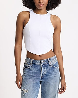 Express Women's Body Contour High Compression High Neck Seamed Tank Top in White