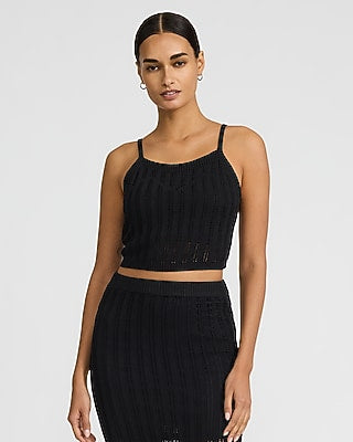Express Women's Textured Knit Scoop Neck Cami in Black Small