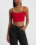 Express Women's Lace Trim Bralette in Lipstick Red