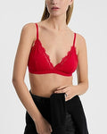 Express Women's Lace Trim Triangle Bralette in Red Small