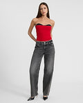 Express Women's Body Contour Stretch Cotton Peekaboo Bra Tube Top in Lipstick Red