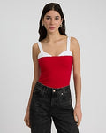 Express Women's Body Contour Stretch Cotton Peekaboo Bra Tank Top in Red Small