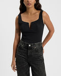 Express Women's Body Contour High Compression V-Wire Bustier Bodysuit in Pitch Black