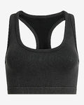 Express Women's Body Contour Seamless Ribbed Racerback Washed Crop Top in Pitch Black