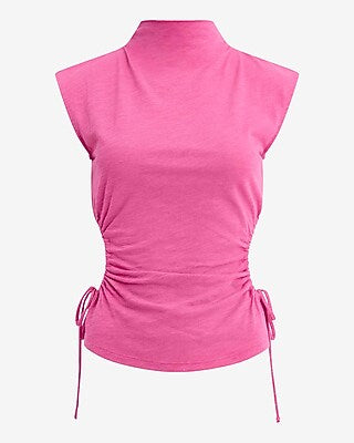 Express Women's Mock Neck Side Tie Cutout Tank Top in Pink Small