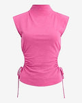 Express Women's Mock Neck Side Tie Cutout Tank Top in Soft Pink