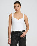 Express Women's Body Contour Light Compression Stretch Cotton Sweetheart Tank Top in White Small