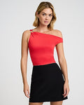 Express Women's Asymmetrical Off The Shoulder Hardware Tank Top in Red Small