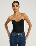 Express Women's Body Contour High Compression Strapless Corset Bodysuit in Pitch Black
