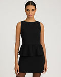 Express Women's Crepe Boat Neck Peplum Tank Top in Black Small